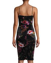 Black Halo Bowery Ruched Floral Velvet Dress Neiman Marcus With Images Floral Velvet Dress Velvet Dress Black Halo