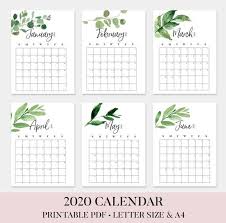Printable Greenery 2020 Monthly Calendar To Do List Perfect To Help To Organize Your Month In 2020 Calendar Printables Monthly Calendar Monthly Calendar Printable