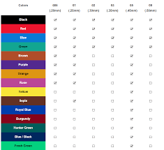 Sakura Pigma Micron Color Chart Green And Brown Black And Red Red Blue Green