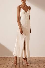 La Lune Bias Slip Dress Cream In 2020 Silk Bridesmaid Dresses Casual Dress Outfits Slip Wedding Dress