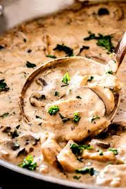 Up Close Of Creamy Chicken Stroganoff With Greek Yogurt Greek Chicken Recipes Chicken Stroganoff Yogurt Recipes Dinner