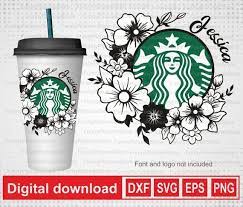Flower Frame To Personalize Your Starbucks Glass Personalized Starbucks Svg Floral Design Svg Starbucks Custom Starbucks Cup Cricut Projects Vinyl Starbucks