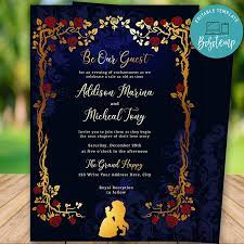 This invitation is fit for a princess and her prince! Editable Beauty And The Beast Wedding Invitation Instant Download Bobotemp