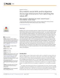 Pdf Do A Robot S Social Skills And Its Objection Discourage Interactants From Switching The Robot Off