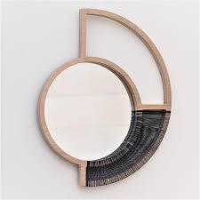 Woven Mirror Artwork Black In 2020 Mirror Artwork Handmade Mirrors Geometric Mirror