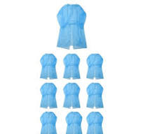 10 Pieces Isolation Gowns - Disposable Protective Suit Lab Coveralls PPE  Gowns Blue Latex Free Non-Woven One Size Fits All
