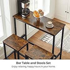 Bar height table set black. Buy Vasagle Dining Table Set Bar Table And Chairs Set Kitchen Bar Height Table With Stools Set Of 2 Steel Frame Industrial Rustic Brown And Black Ulbt218b01 Online In Vietnam B08thnv1ys