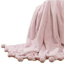 Aurora Home Luxe Faux Fur Pom Throw Blanket Light Pink Decorist