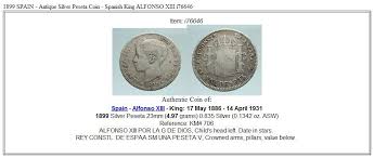Es 1899 1899 Spain Antique Ar Peseta Coin Spanish Kin