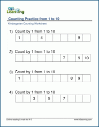 Learn the numbers from one to ten. Missing Number Worksheets K5 Learning