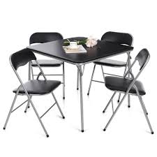 The table and chairs fold for easy storage when not in use. Ikayaa 5 Piece Folding Card Dining Table Chair Set Black Type 1 Buy Online In Andorra At Andorra Desertcart Com Productid 36800207