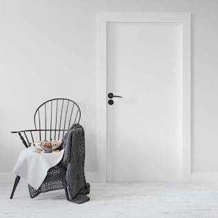 Matte black hardware instantly modernizes standard white interior doors, AI generated