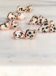 Black And White Spotted Gemstone Copper And Stone Stud Earrings Raw Stone Dalmation Jasper Electroformed Copper Studs Black And Wh Raw Stone Jewelry Stone Studs Dog Jewelry