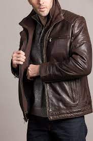 This Biker Style Jacket Stands Up To The Elements From The Hand Waxed Lambskin Leather E Leather Jacket Outfit Men Leather Jacket Men Brown Leather Jacket Men