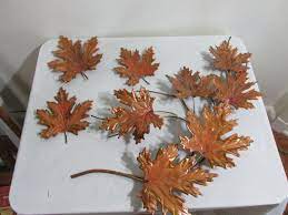 copper maple leaves wall art 1 branch and 3 single leaf etsy tattoo hanging flower boxes for fences
