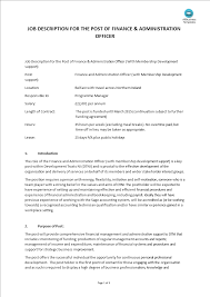 Driving the financial planning of the company by analyzing its performance and risks. Finance Administration Officer Job Description Templates At Allbusinesstemplates Com
