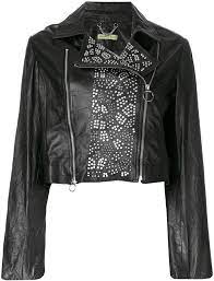 Versace Jeans Couture Studded Biker Jacket Farfetch Studded Leather Jacket Versace Jeans Jackets