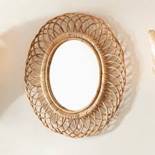 Bamboo Loop Wall Mirror Rattan Mirror Boho Mirrors Mirror Wall