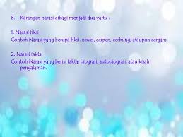Contoh teks eksposisi yang kami sajikan dalam postingan ini terdiri atas beberapa contoh, yaitu teks eksposisi tentang pendidikan, ekonomi, politik, dan juga tentang lingkungan. Macam Macam Karangan Berri Suandi Jesicca Ka07 Ppt Download