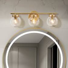 Bathroom vanity light lamp 3 white shades chrome wall fixture sconce modern 24. Champagne Gold Vanity Light Wayfair