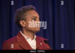 Chicago, IL, USA. 2nd Apr, 2019. Mayoral elect Lori Lightfoot giving her  victory speech to supports