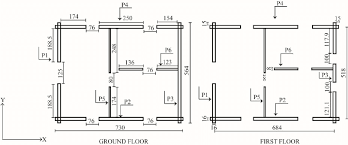 On some house plans dimensions may not be given within specific spaces of the floor plan, such as bathrooms and closets, and sometimes (on printed floor plans) a key may be given that shows the ratio depicted, say 1/4 or 1/2 inch = 1 foot. Floor Plans Of The Log House All Dimensions In Cm Download Scientific Diagram