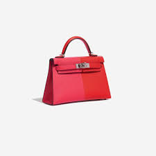 Hermes Kelly Mini Epsom Rose Extreme Rouge De Coeur Blue Zanzibar Saclab