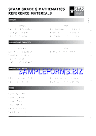 Staar Grade 8 Mathematics Reference Materials Pdf Free 2 Pages