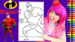 Crayola giant coloring book mickeys 90, us:one size, black and white. Coloring Incredibles 2 Mr Incredible Giant Coloring Book Page Crayola Crayons Kimmi The Clown Youtube