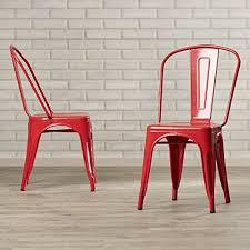 Amazon Com Bellezza C Set Of 4 Vintage Style Dining Chairs Steel High Back Side Chairs Stool Red Steel Dining Chair Dining Chairs Teal Kitchen Decor