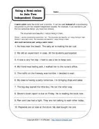 Semi Colons And Independent Clauses Free Printable Punctuation Worksheets Punctuation Worksheets Semicolon Worksheets