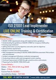 Iso 27001 Lead Implementer Training And Certification In 2020 Online Training Mode Living How To Plan