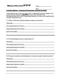 A hypothesis is a tentative statement about the relationship between two or more variables. Scientific Method Write The Hypothesis And Define Variables Worksheet