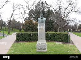 A statue erected by the citizens of Bendigo to perpetuate the memory of the  late Ernest Mueller in Rosalind Park, Bendigo Stock Photo