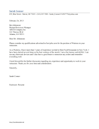 Job At Louisville Application Letter For Waitress