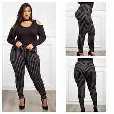 Plus Size Oversize Women Striped Pants Women Elastic High Waist Slim Trousers Ebay