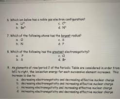 Going back, the last noble gas was xenon. 6 Which Ion Below Has A Noble Gas Electron Chegg Com