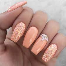 25 Classy Fall Wedding Nail Art Color Peach Acrylic Nails Rhinestone Nails Nail Art Wedding