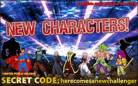 Dragon ball xenoverse 2 broly / all dbs broly super ultimate attacks dragon ball xenoverse 2 youtube / check spelling or type a new query. Dbz Fusion Generator On Twitter New Character Codes Early Access Release Enter The Code Herecomesanewchallenger To Unlock 9 New Characters The Secret Early Access Code Will Expire On 11 09 Note Lss