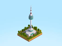 Low Poly N Seoul Tower Landmark Low Poly Poly Landmark