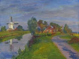 Johannes Johan Dijkstra Groningen 1896 1978 The Windmill Helpman Along The Hoornse Diep Groningen Groninger Pl Kunst Ideeen Idee Verf Inspirerende Kunst