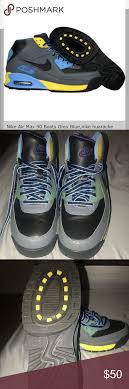 Nike Airmax 90 Boots Worn Like New Nike Air Max 90 Boots Grey Blue With Grey Blue Yellow Color Blending Both Leathe Nike Air Max Nike Air Max 90 Sneaker Boots