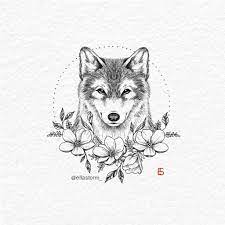 Wildflower Wolf Tattoo Design By Ella Storm Ellastorm Wolf Tattoo Design Geometric Wolf Tattoo Wolf Flower Tattoo