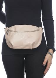 Genuine Leather Belt Pack Bag For Woman Gloria Cream Colour Chiaro Scuro Made In Italy Recommended Emporium Italy