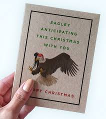 Lovely Eagle Pun Holiday Card - Eagley Anticipating This Christmas With You  - Merry Christmas - Kraft Paper Greeting Card - A2 Sized Card