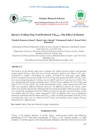 Pdf Queens College Step Test Predicted Vo 2max The