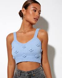Buy Baby Blue Knit Top Cheap Online