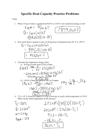 C p is the specific heat ( j /(kg k) ) ρ is the mean density; Specific Heat Capacity Practice Problems