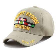 Desert Storm Veteran Cap With Medal And Ribbons Khaki Veteran Hats Veteran Cap