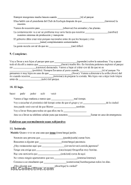 Subjuntivo Ejercicios Para Aprender Espanol Actividades Para Clase De Espanol Texto En Cursiva